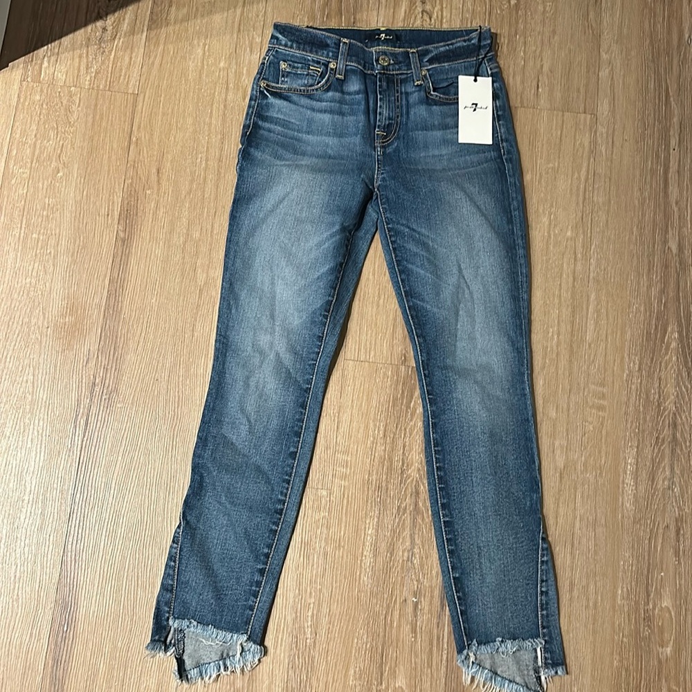 7 For All Mankind  blue skinny jeans mid-rise size 25 . New with tags.